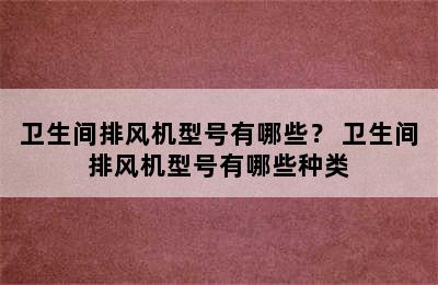 卫生间排风机型号有哪些？ 卫生间排风机型号有哪些种类